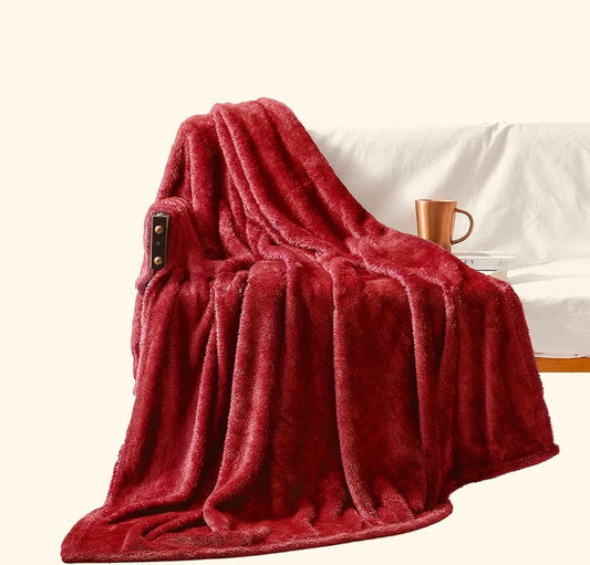 Burgandy Fleece Throw Blanket