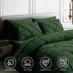 Olive Green Pleated Pintuck Comforter Cover