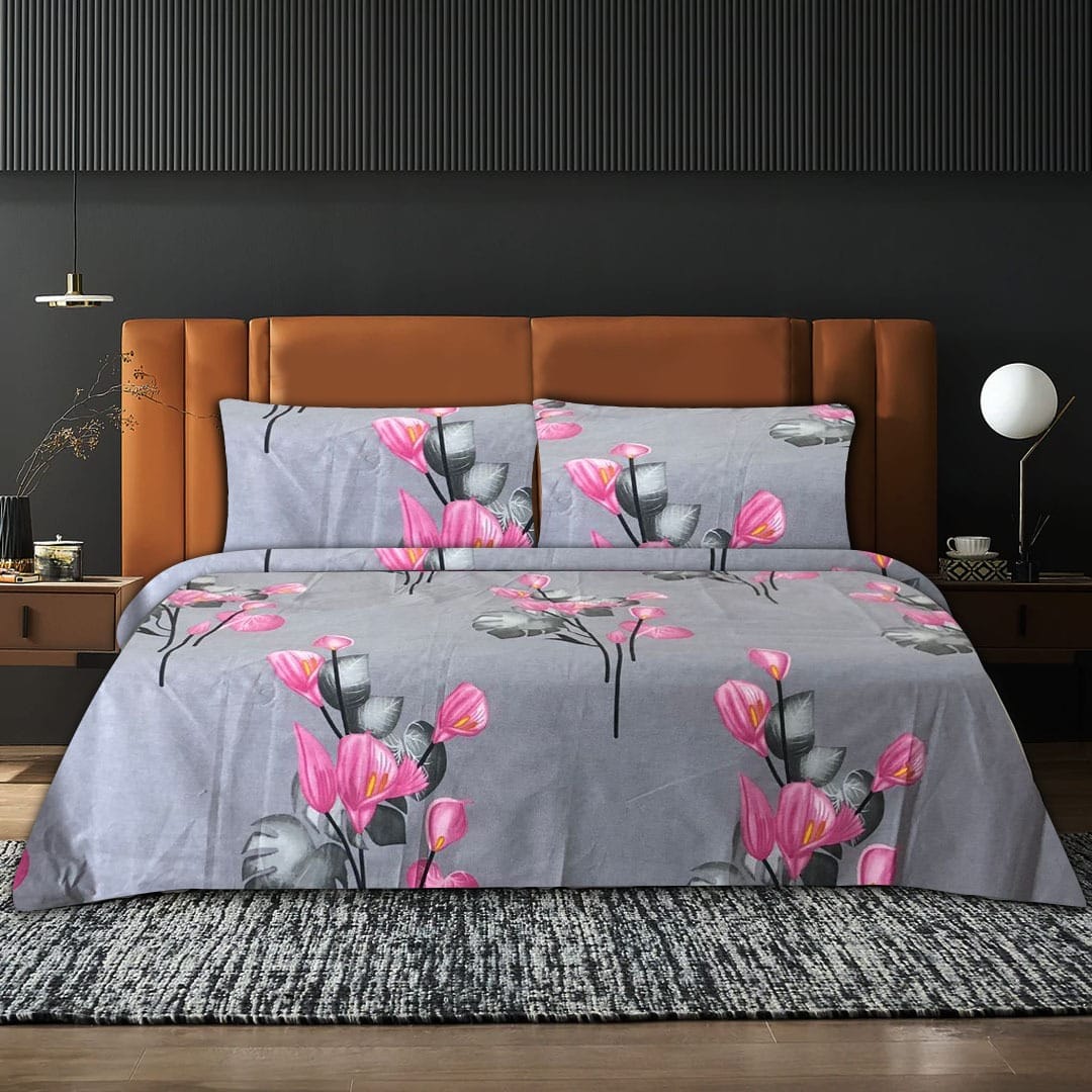 Grey Tulips Bed Set
