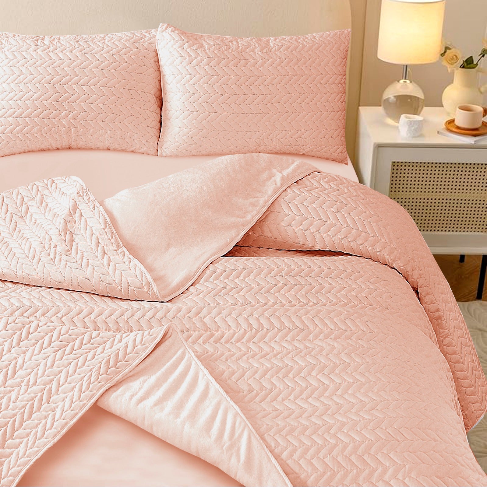 Blush Leaf Bed Set