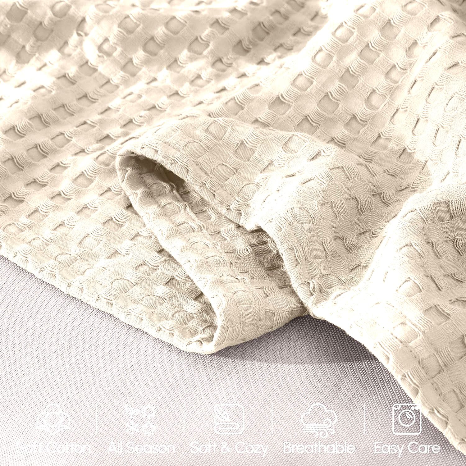 Waffle Beige Khaddar Heavy Weighted Blanket