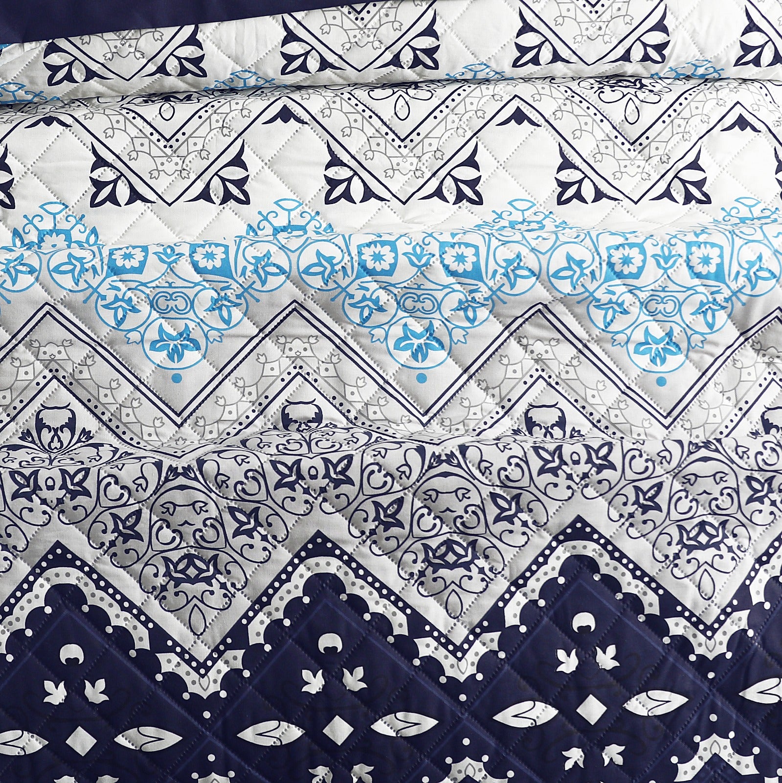 Azure Ancestory Quilted Bed Spread Set