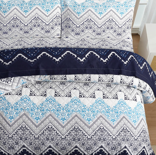 Azure Ancestory Quilted Bed Spread Set