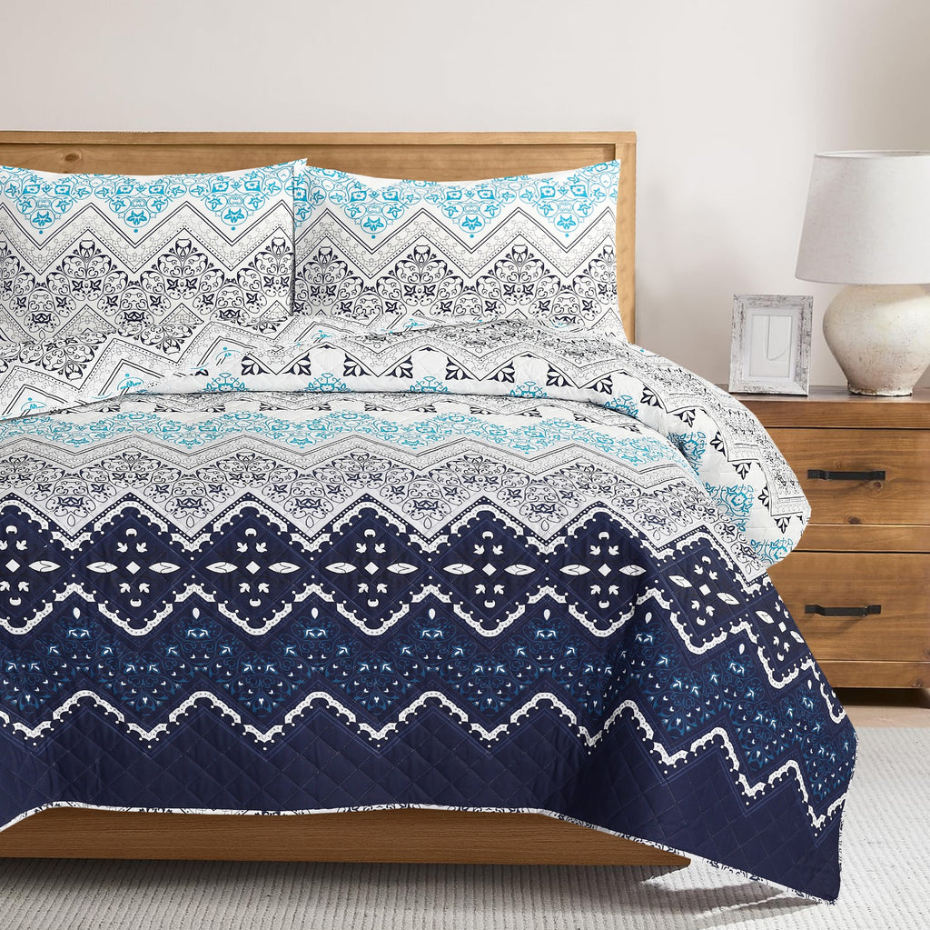 Azure Ancestory Quilted Bed Spread Set