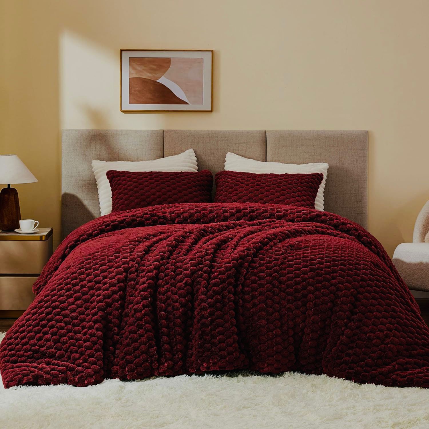 Dream Hive Maroon Bed Set