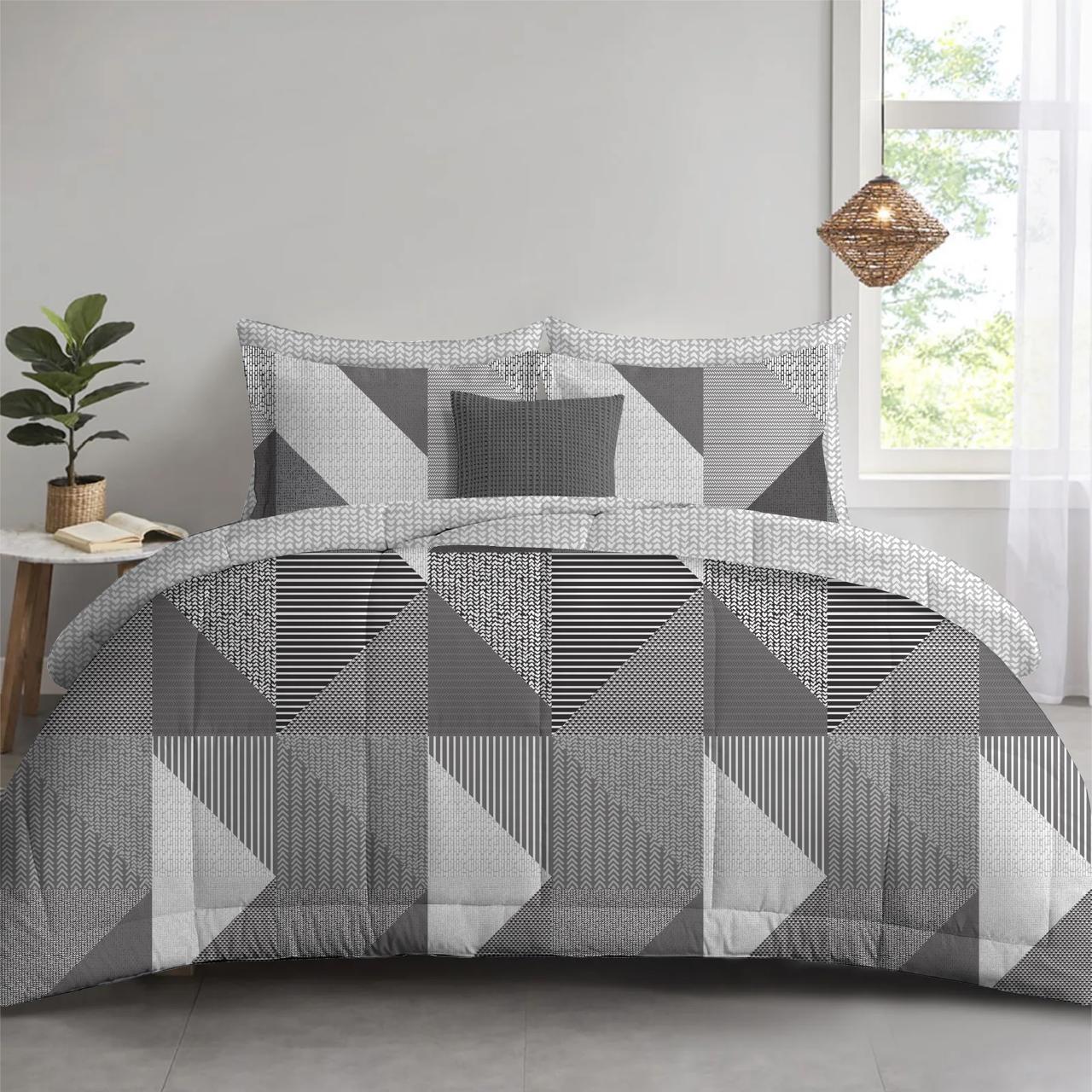 Maze Grey Microfiber Bed Set