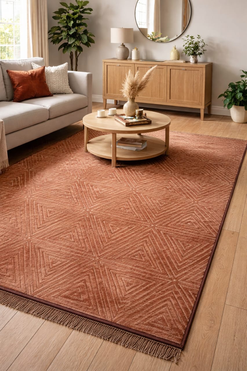 Geometric Chocolate Rug