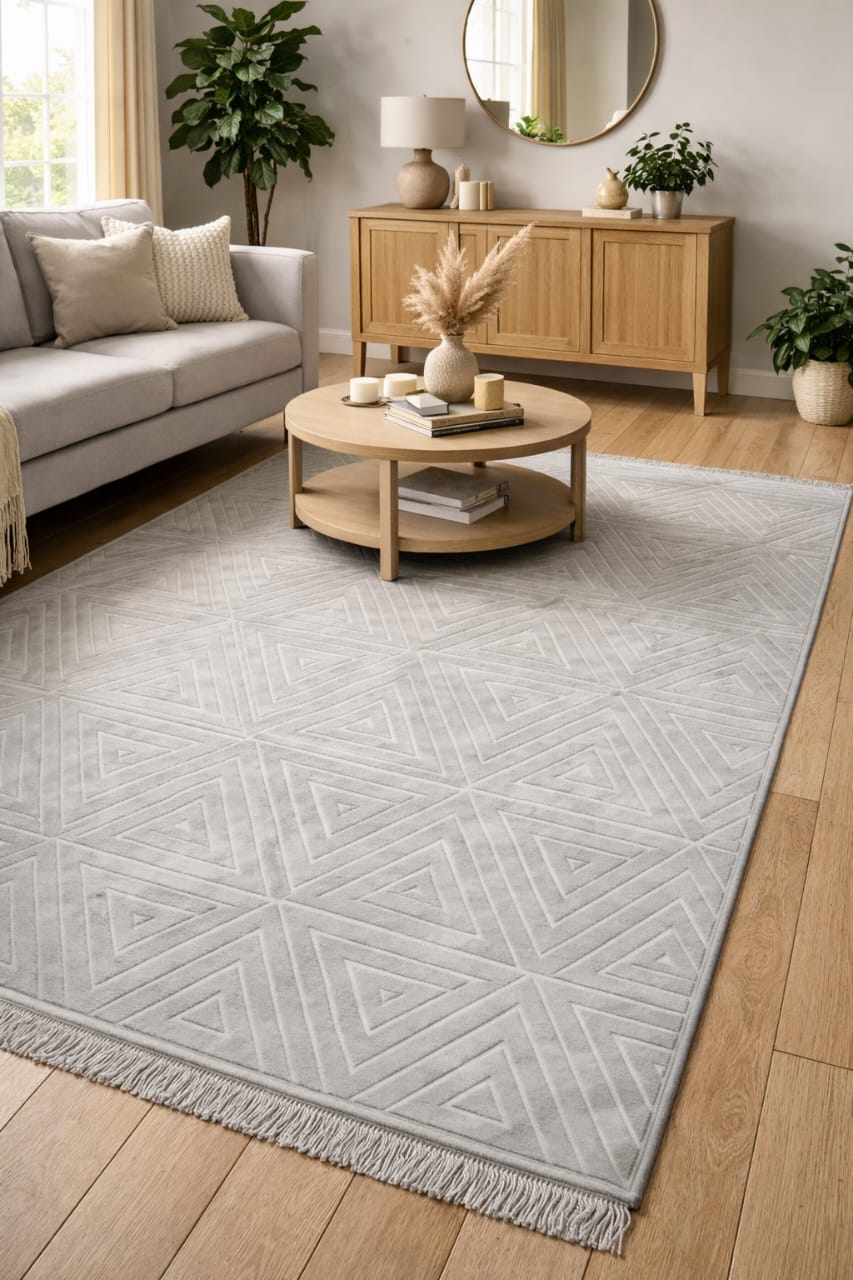 Geometric Silver Rug