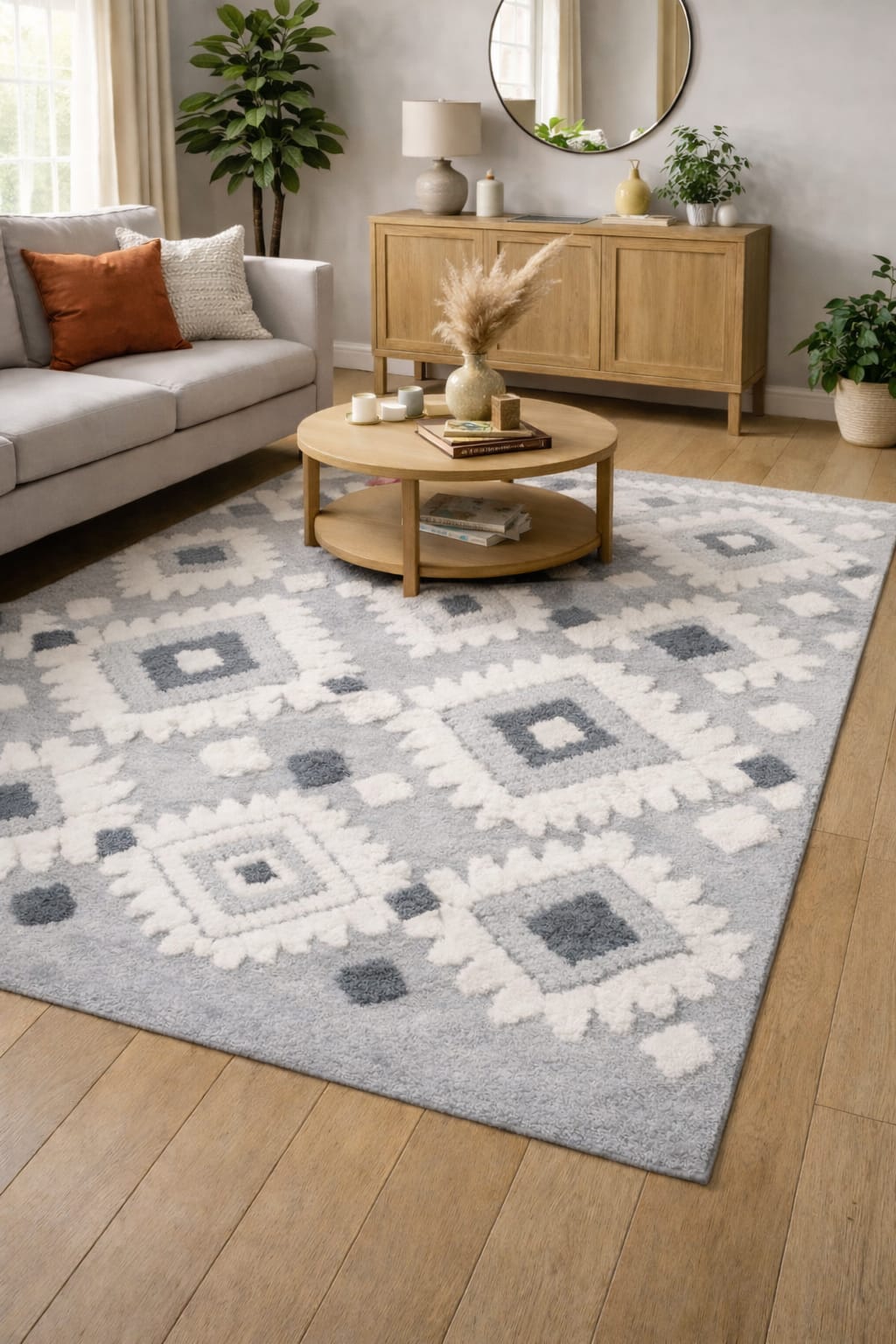 Arctic pattern soft rug grey