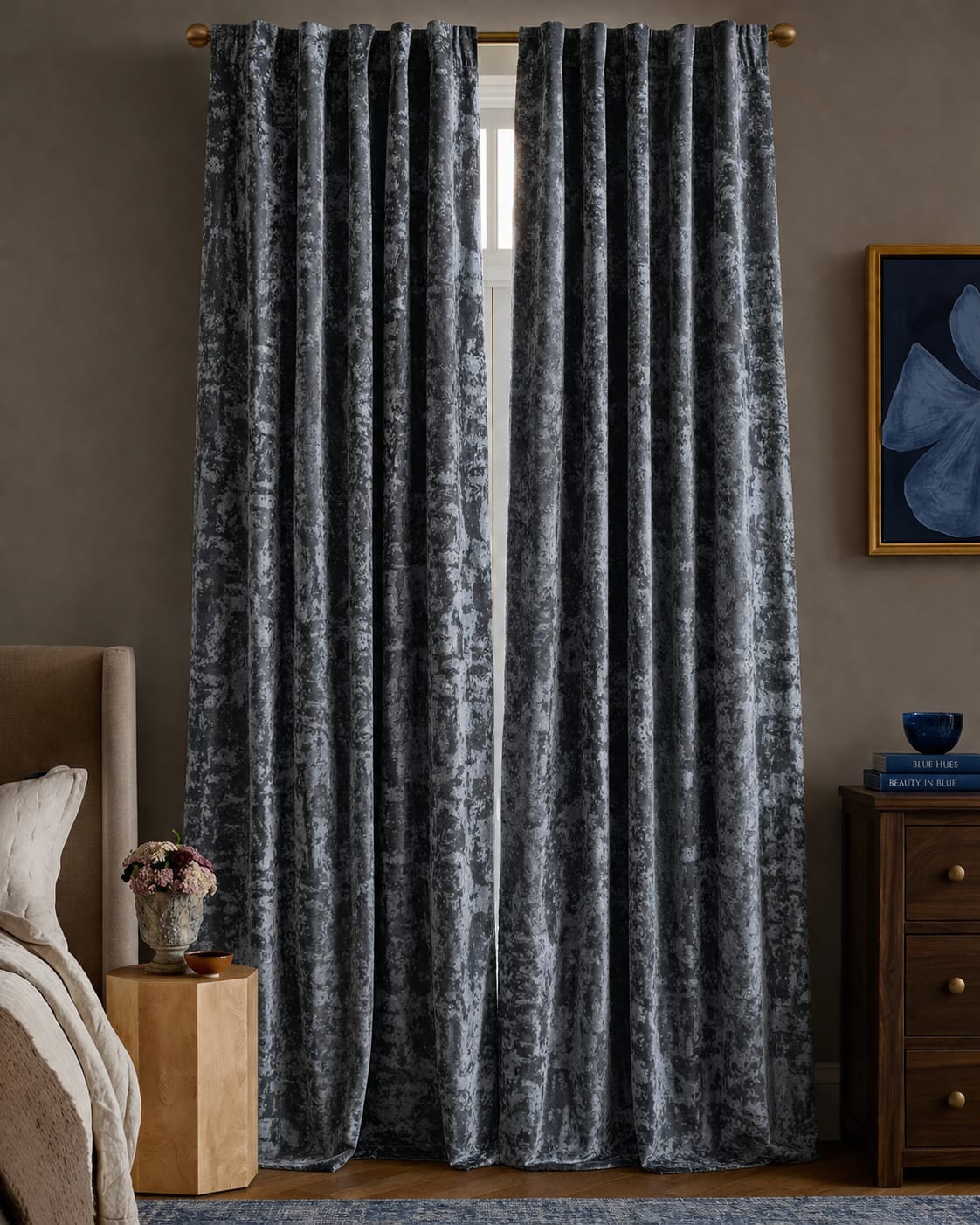 Charcoal Barfi Velvet Curtain