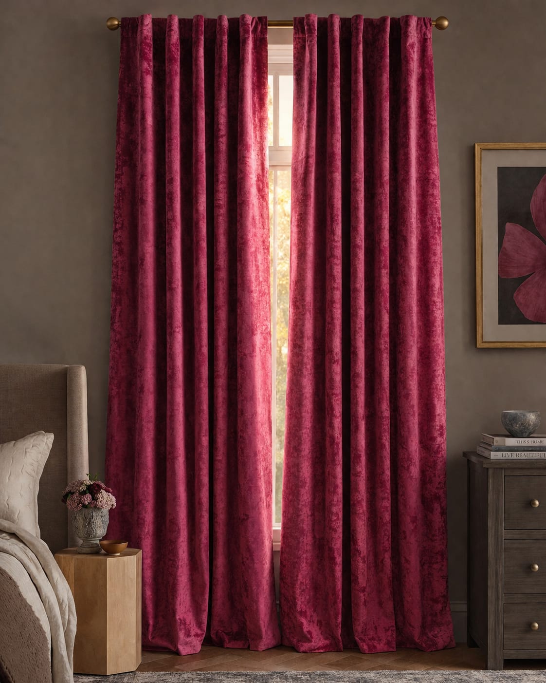 Red Barfi Velvet Curtai