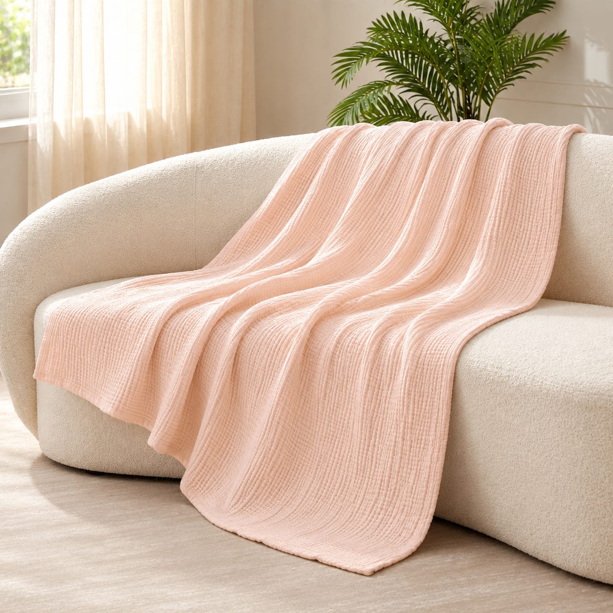 Coral Seer Sucker Summer Blanket