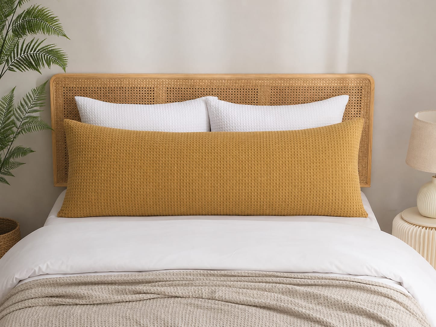 Waffle Weave Mustard Body Pillow