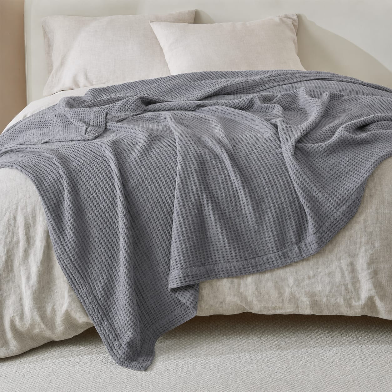 Grey Waffle Weave Summer Blanket
