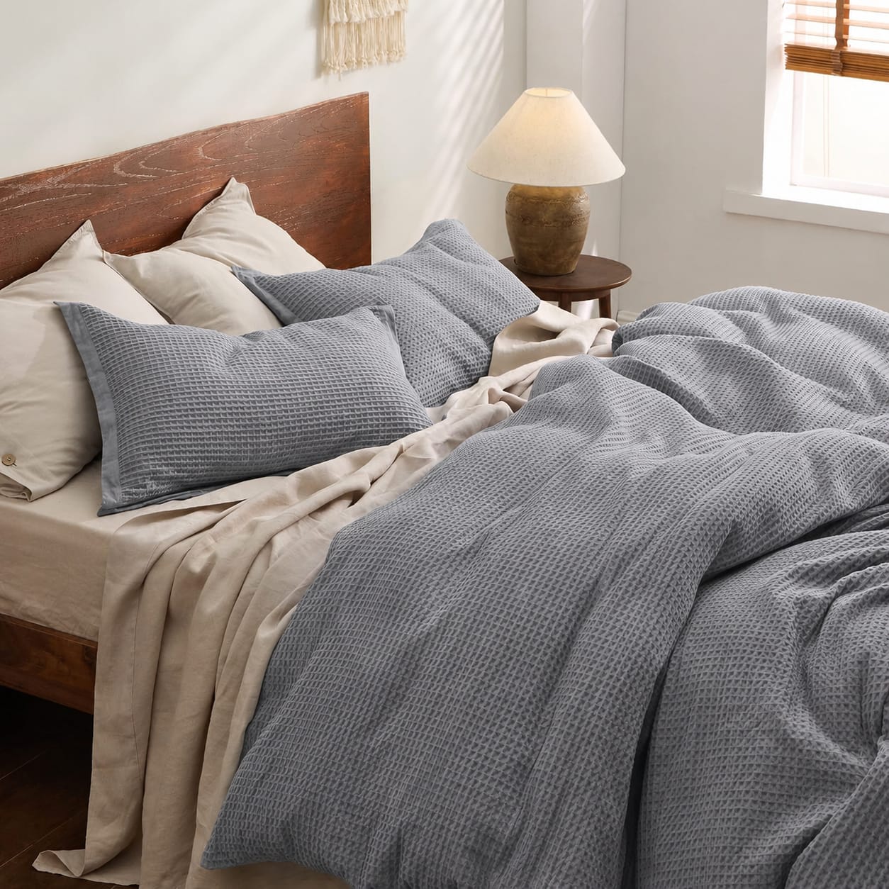 Grey Waffle Duvet Set