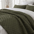 Diamond Echo Olive Bedspread