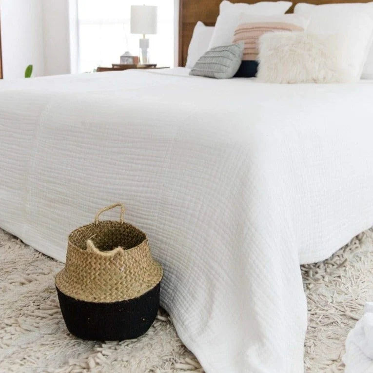 White Seer Sucker Summer Blanket